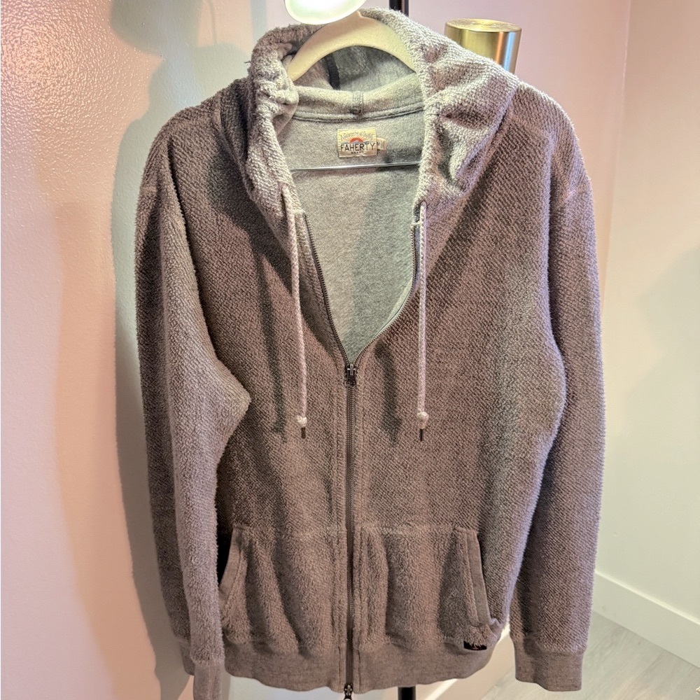 Super soft terry Faherty Zip Up Men's gray hoodie - Mens' Med.
